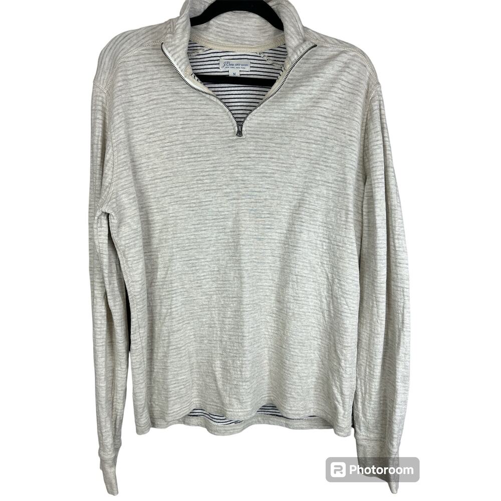 J. Crew Knit Goods Beige Tan Long Sleeve Quarter Zip Pullover Sweatshirt Size M